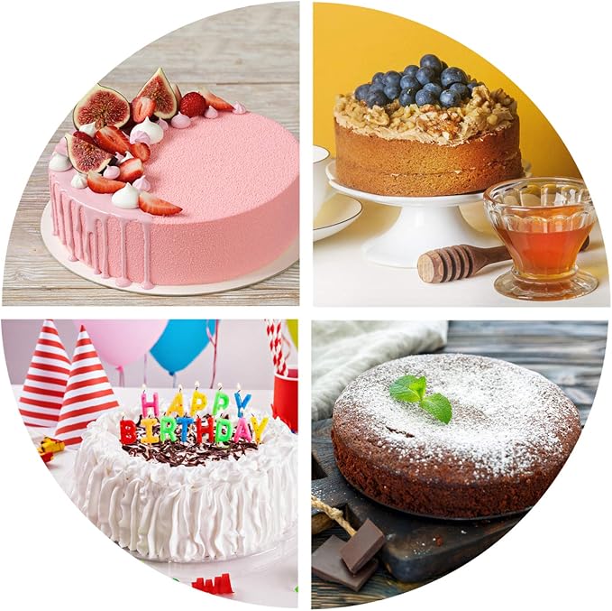 P&P CHEF 9.5 Inch Cake Pan Set of 4, Stainless Steel Round Cake Pans Tins | Baking Round Cake Bakeware for Birthday Wedding, Leak-proof & Mirror Finish & Easy Releasing, Dishwasher Safe - Image 3