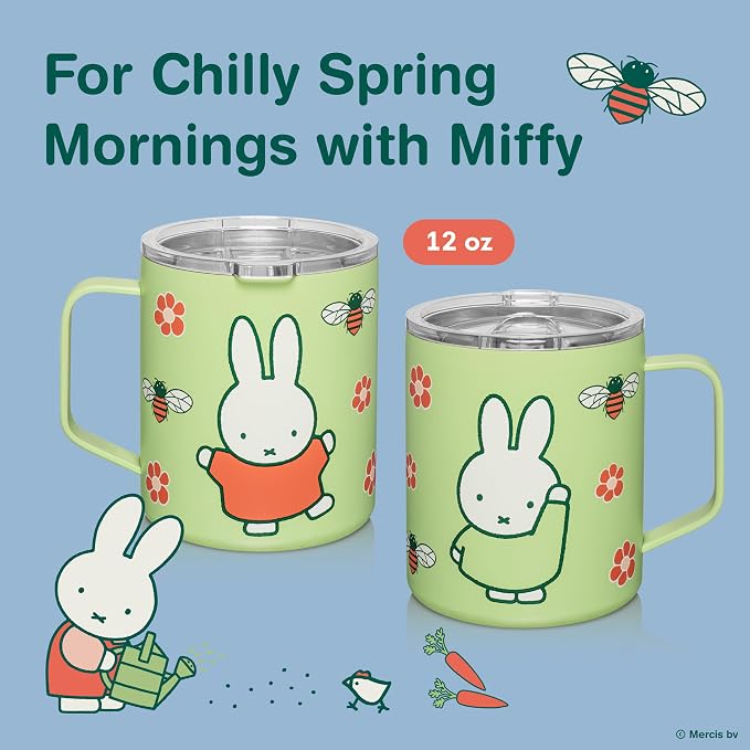 Dragon Glassware | Miffy Stainless Steel Camp Mug with Lid, 12 oz - Green | Nijntje Insulated Camping Mug For Coffee, Tea, Matcha & Hot Beverages; Miffy Mug with Lid - Image 2