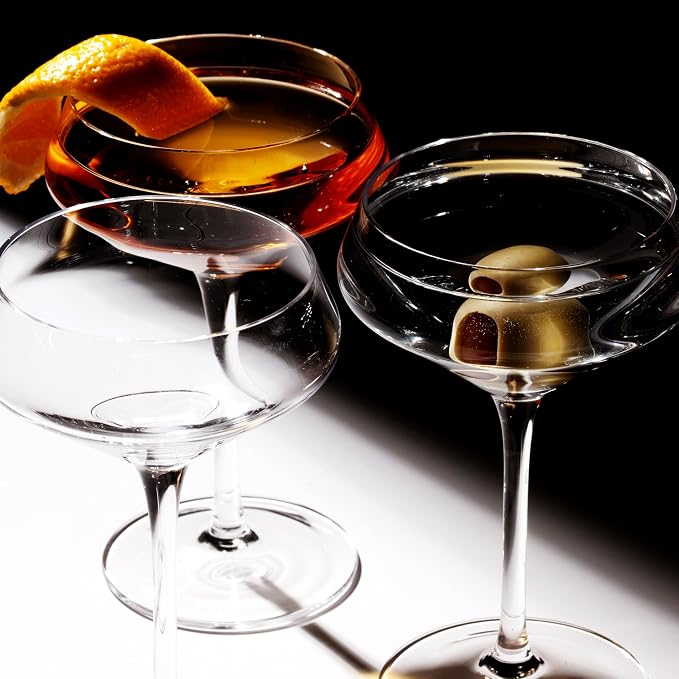 LEMONSODA Nick & Nora Martini Glasses, 6oz, Set Of 4, Cocktail Glasses | Classic 1930s 50s, Hand Blown Lightweight Crystal Clear Glass, Dishwasher Safe Reusable Elegant Cocktail Glassware Set - Image 5