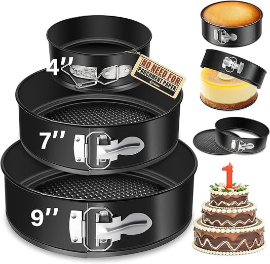 Vakoo 4+7+9 Inch Springform Pan - Nonstick, Leakproof Cheesecake Pan for Baking, Easy Release, No Parchment Paper Needed, Set of 3 by Vakoo