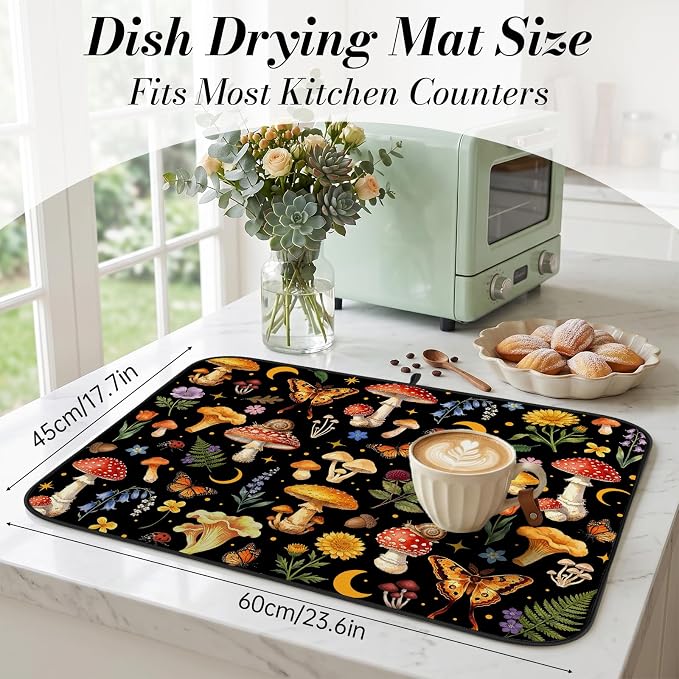 Forest Aesthetic Dish Drying Mat for Kitchen Counter Coffee Bar 18x24 in | Decorative Non Slip Absorbent Kitchen Dishes Drainer Mat, with Anti-slip Rubber Backing & Hanging Loop, for Sink, Home Gift - Image 2