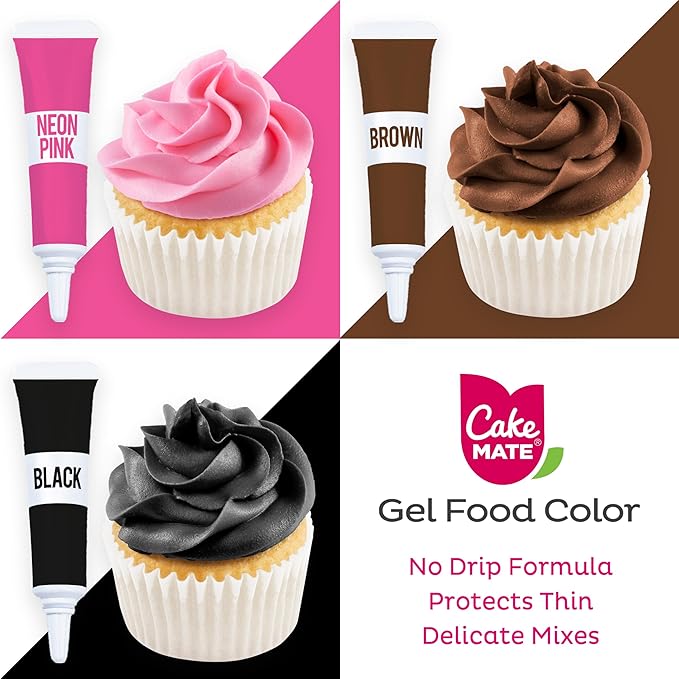 Cake Mate 9-Pack Gel Food Coloring Set for Easter Egg Dying - Assorted Colors for All Your Baking Needs, Perfect for Cakes, Cookies, and More (0.67oz per container)
