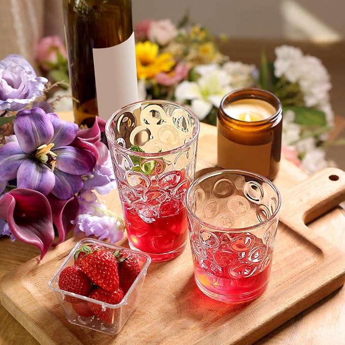Moretoes Circle Drinking Glasses Set of 12,Clear Water Glass Cups | Mixed Glassware Set,16 Oz Highball Tumblers &12 Oz Rock Whiskey for Cocktail, Whisky and Other Beverages - Image 6
