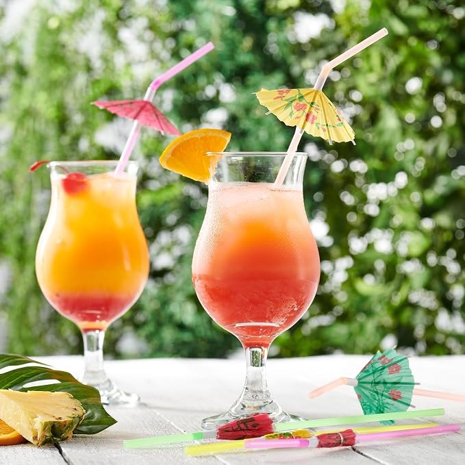 Comfy Package [50 Count] Umbrella Straws, Flexible Plastic Cocktail Straws - Assorted Colors Swizzle Sticks - Fancy Mini Umbrella Drinking Straws for Hawaiian Beach Cocktail Luau Party Decor - Image 5