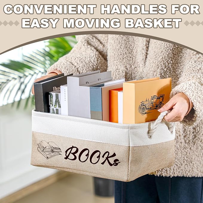 Marsui Book Lover Gifts Books themed Storage Basket Storage Bin Bookish Accessories Bookworm Gift for Club Members Student Teacher Reading Accessories - Image 4