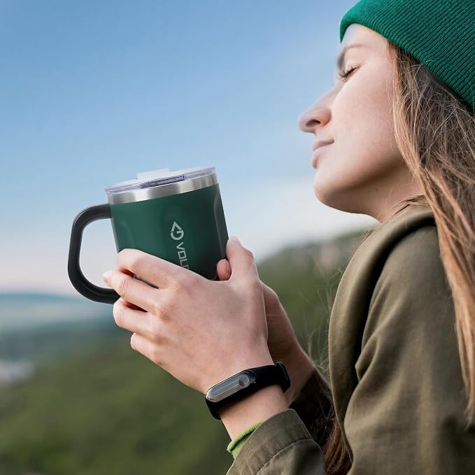 16 Oz Coffee Mug with Handle and Lid, BPA Free Coffee Cup, Keep Cold 6 Hours and Keep Warm 5 Hours, Great Tea Mug for Home Offie and Outdoor Use (Deep Green) - Image 6