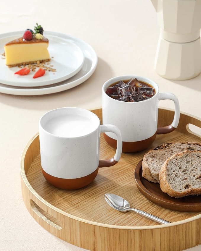 MALACASA Ceramic Coffee Mugs Set of 4, 16oz Coffee Cups, Modern Farmhouse Mugs for Coffee, Latte, Tea, Hot Chocolate, Cappuccino, Milk, Microwave & Dishwasher Safe, Khaki White, Series TARA - Image 7
