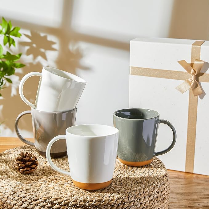 Sweese Porcelain Coffee Mugs Set of 4-16 Ounce -Microwavable, Coffee Cups for Latte, Hot Tea, Cappuccino, Mocha, Cocoa with Big Handle, Urban Neutrals - Image 6