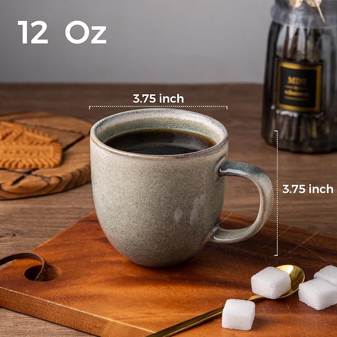 AmorArc 12oz Coffee Mugs, Ceramic Coffee Mugs set of 6 for Man, Woman, Dad, Mom, Modern Coffee Cups with handle for Latte/Cappuccino/Milk/Cocoa. Dishwasher&Microwave Safe, Reactive Glaze - Image 2