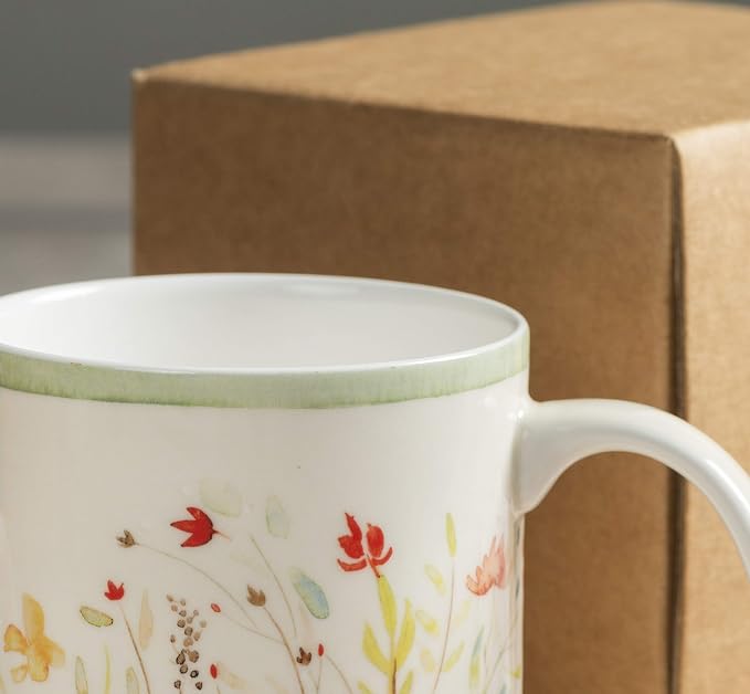 Maison d' Hermine Coffee Mug with Handles Tea Cups (12 Ounce, Pack of 1) | Fine Bone China Coffee Mugs for Hot Beverages Cappuccino Latte Home Restaurant Hotel Spring Summer -Colmar - Green - Image 8