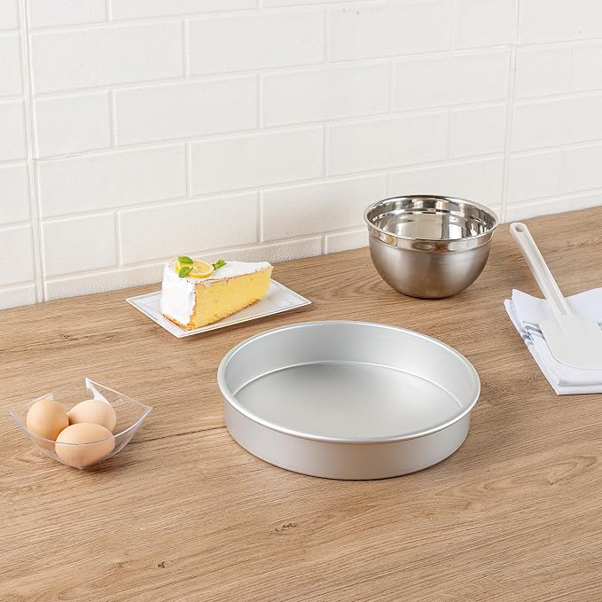 Restaurantware-Met Lux 10 x 2 Inch Straight-Sided Baking Tins, 12 Round Cake Pans - Oven-Ready, Freezable, Anodized Aluminum Round Baking Pans, Greaseproof, For Layer Birthday Cakes - Image 4