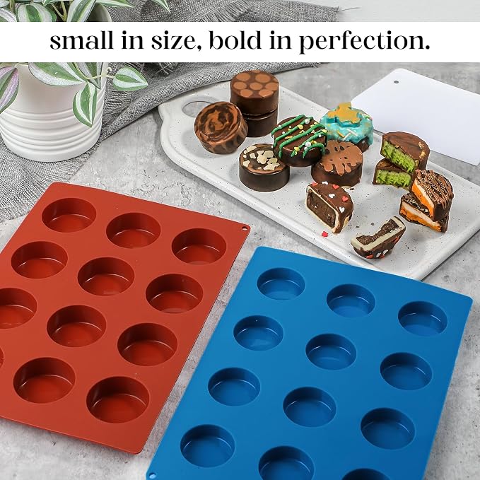 Webake Mini Size Cake Puck Mold Set, Silicone Flat Cake Pop Molds 1.75" x 0.75", BPA Free 2 Molds and 1 Scraper - Image 4