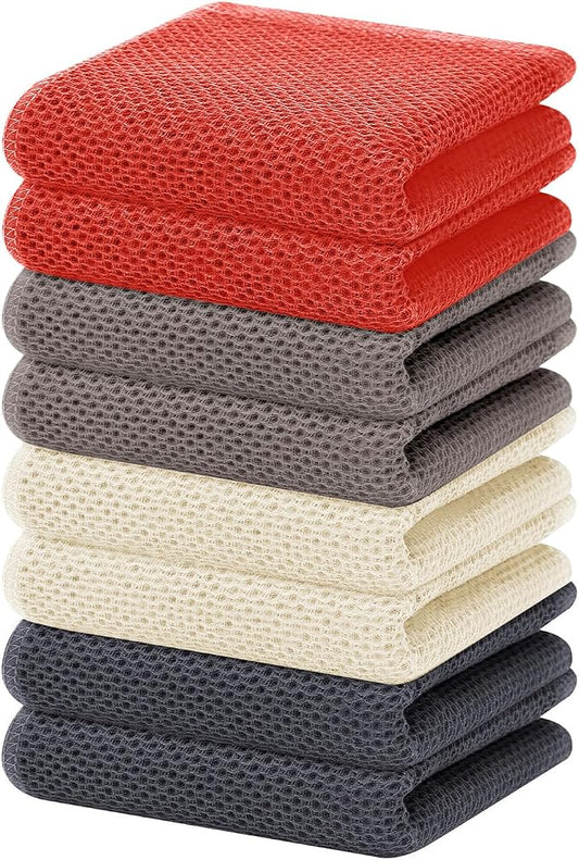 Homaxy 100% Cotton Waffle Weave Kitchen Dish Towels 8-Pack, Multicolor | 13 x 28 Inches, Ultra Soft Absorbent Dish Towels, Quick Drying Cleaning Towels by Homaxy