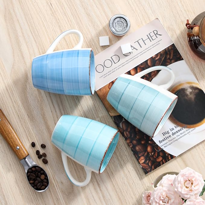 vancasso Bonita 16 Oz Large Coffee Mugs Set of 6, Ceramic Coffee Cups for Cappuccino, Latte, Tea, Cocoa, Blue - Image 5