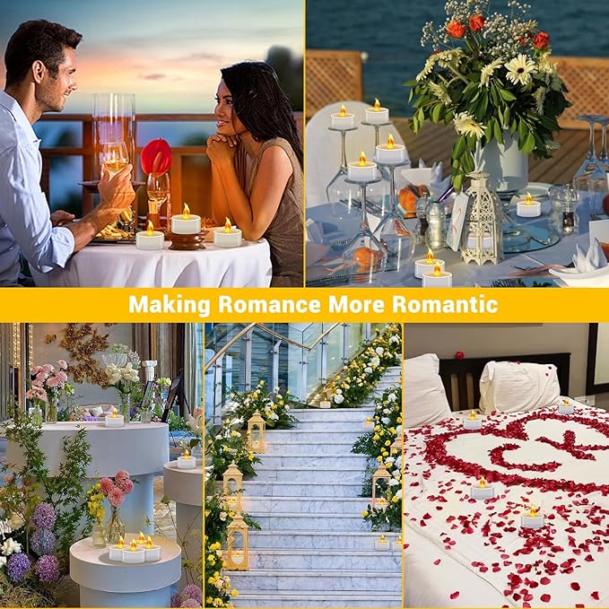 Tea Lights Battery Operated Candles LED Tea Lights Flameless Candles 200+ Hours Flickering Fake Tealights for Sweetest Day Wedding Home Decorations Party (Warm Yellow, 400 Pack) - Image 3