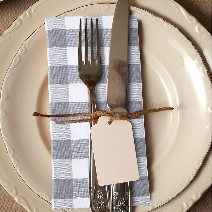 Urban Villa Cloth Napkins Cotton 20x20 (Set of 6) Grey - Image 8