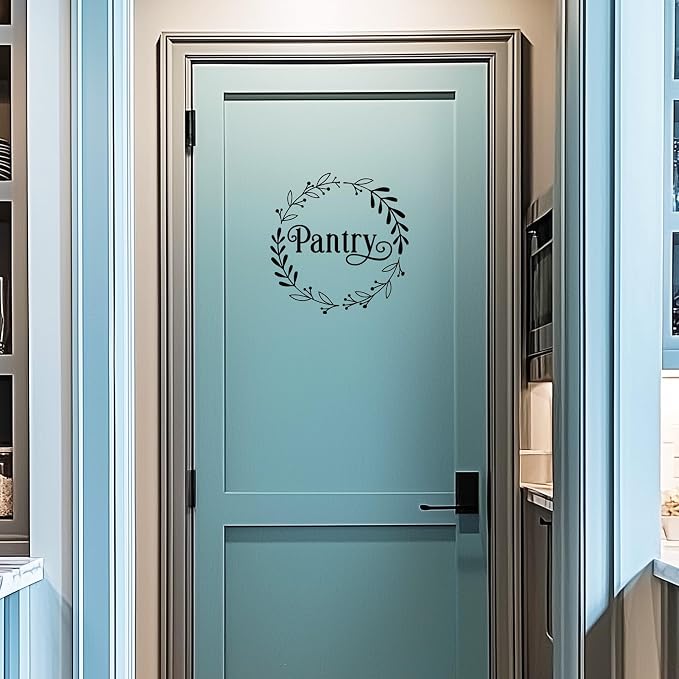 Pantry Decal, Kitchen Pantry Ornamental Sticker, Food Pantry Door Decal, Farmhouse Pantry Door Sticker, Kitchen Door Sign, Pantry Door Vinyl Sticker Decal (Black) - Image 3