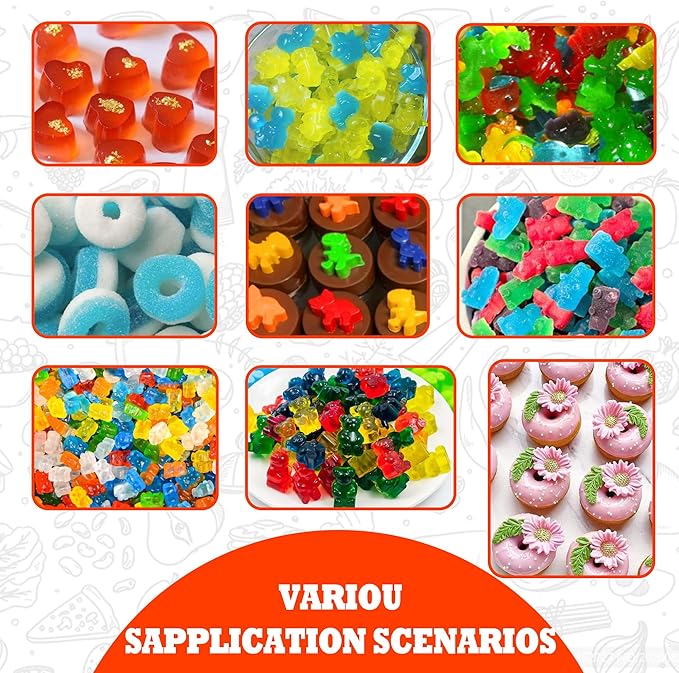 112PCS Mega Silicone Gummy Candy Molds Kit with 4 Droppers & 2 Brushes | BPA Free Non-Stick Molds 20 Shapes (Dinosaur/Donut/Fruit), Storage Box & 100 Wrappers