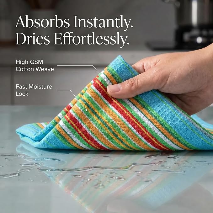 Urban Villa Kitchen Towels Cotton Dish Towels 20”x30” (Set of 6) Azure - Image 2