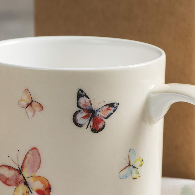 Maison d' Hermine Coffee Mug with Handles Tea Cups (15 Ounce, Pack of 1) | Fine Bone China Coffee Mugs for Hot Beverages Cappuccino Latte Home Restaurant Spring Summer -Botanical Fresh - Butterflies - Image 9