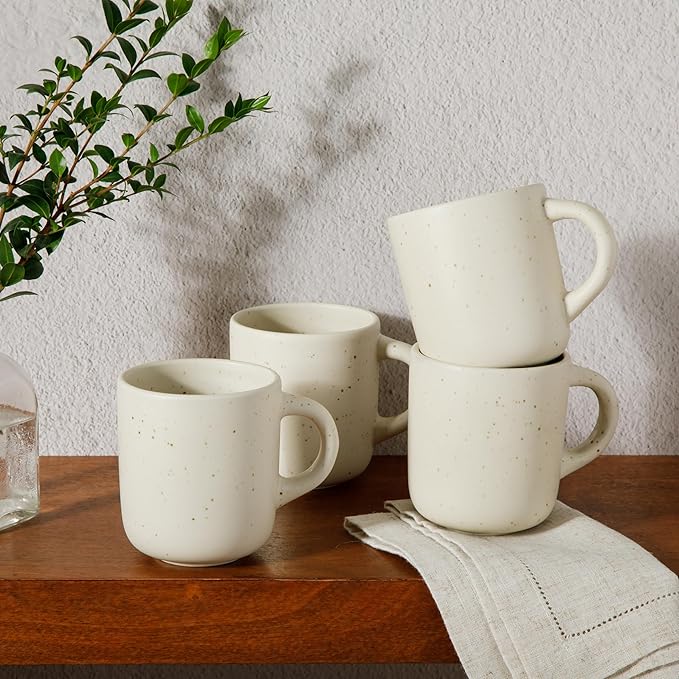 Bloomhouse - Two Time Oprah's Favorite Things Winner - Corsica Clay 4-Piece Mug Set – Sea Salt White Stoneware Coffee & Tea Cups, Durable Ceramic Drinkware - Image 4