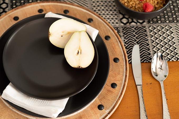 10 Strawberry Street Wazee Matte 8.25" Coupe Salad Plate, Set of 6, Black - Image 6