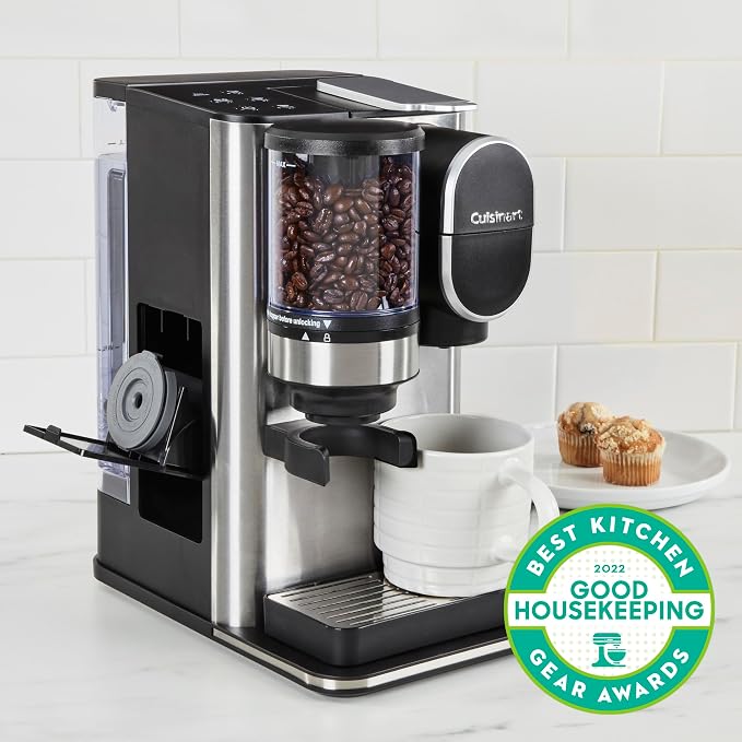 Cuisinart Single-Serve Coffee Maker + Coffee Grinder with 8, 10, and 12 oz. Serving Size, Compatible with Single-Cup Pods, 48-Ounce Removable Reservoir, Stainless Steel, DGB-2SS - Image 2