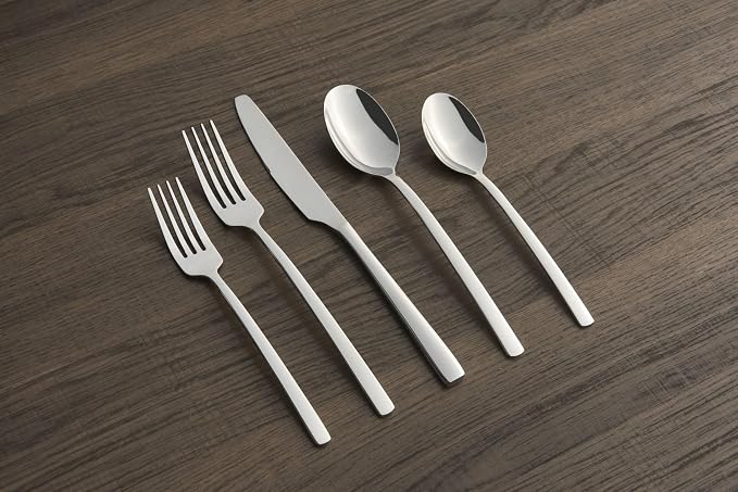 Cambridge Silverware Set, Beacon Mirror 20-Piece Flatware Set, Service For 4, 18/0 Stainless Steel, Dishwasher Safe, Flatware Cutlery Sets, Utensils, Knives Spoons And Forks, Home (Silver, 20 Pieces) - Image 4