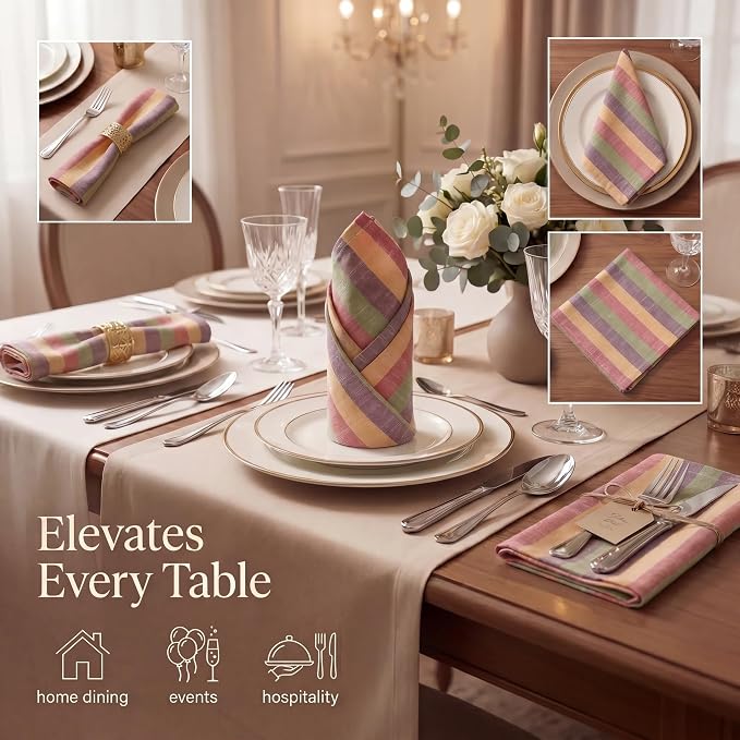 Urban Villa Cloth Napkins Cotton 20x20 (Set of 12) Harvestst Ripes - Image 2