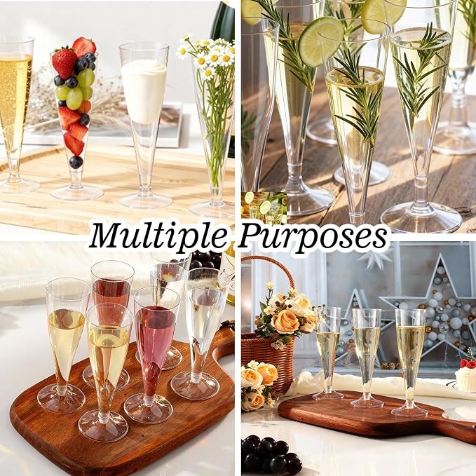 Bestluck 100Pack 4.5oz Clear Champagne Flutes Plastic | Plastic Disposable Stemware, Disposable Champagne Flutes for Party, Mimosa Bar, Wedding, Anniversary and Graduation - Image 6