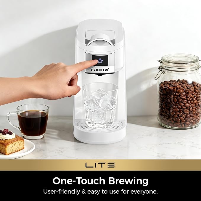 CHULUX Lite Single Serve Coffee Maker for K Cup with One Touch Brew, White | Boiler Fast Heating System, Unique Split-Flow Nozzle, Designed for Standard Mugs, 5 to 12 oz Brew Sizes, Single Cup Reservoir - Image 4