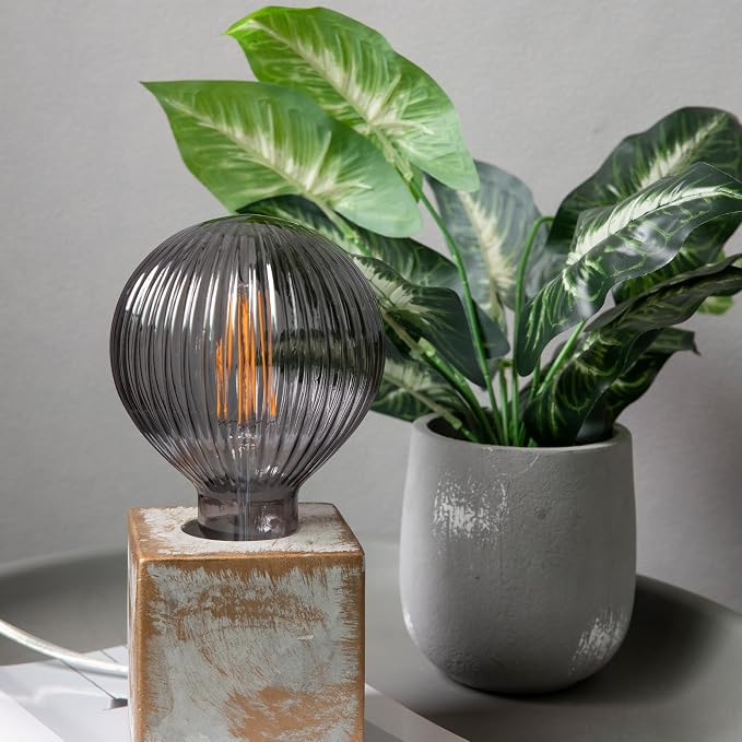 G125 Edison LED Bulb,4W Dimmable E26,2200K Smoke Striated Glass | Vintage Oversized Large Edison Bulb, Soft Warm Lighting, Dim, Widely Used In Stores, Coffee Shops & Indoor Outdoor Scenes - Image 9