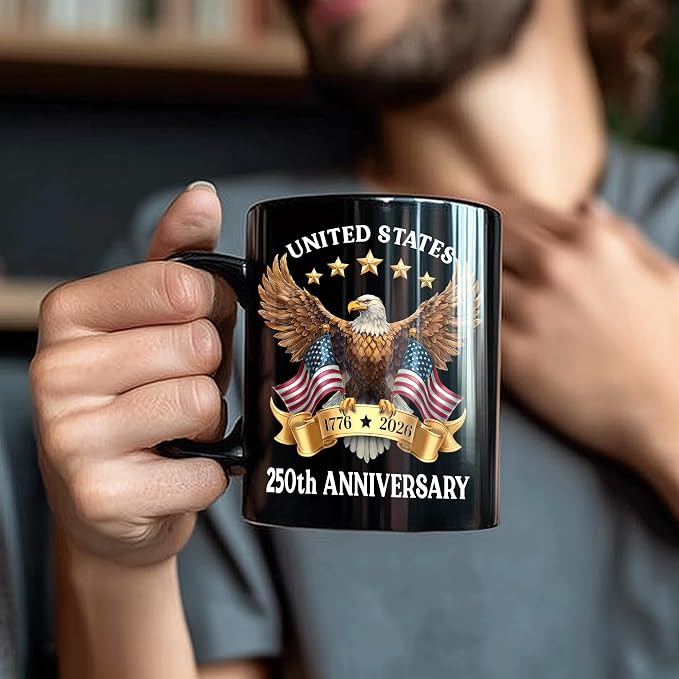 Hyturtle 250th Anniversary of America Coffee Mug, US Eagle 1776-2026 Gifts | 250th Anniversary USA Mug Gifts for Men, Women, American Flag Patriotic Keepsake, American USA Flag Black Coffee Tea Cup - Image 6
