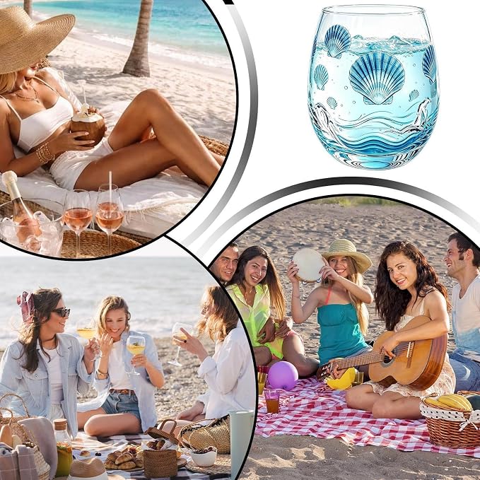 Drinking Glasses, 350ml Transparent Sea Animal Kitchen Glassware | Cocktail Glasses for Milk Ice Water Juice Tea Beer Mother Dad Wife - Image 4