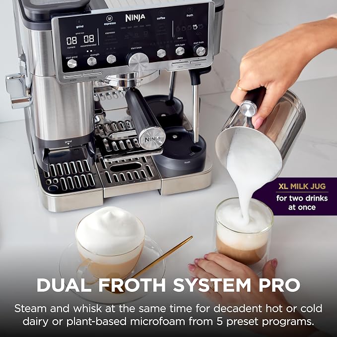 Ninja Luxe Café Pro Series, Espresso, Cold Brew, Hot Water, ES701 | Drip Coffee, Integrated Tamper, Built-in Grinder, Hands-Free Frother for Cappuccinos, Lattes, Americanos, Dairy or Non-Dairy - Image 8