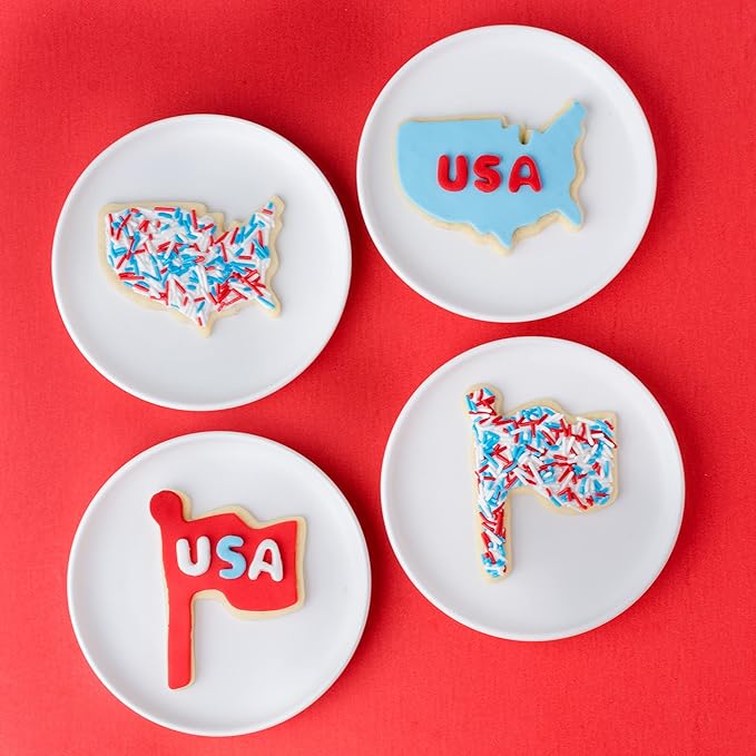 Cookie Cutter Kingdom, Patrioitic Cookie Cutters, 3 pack, Star, Flag, USA, 4th of July Cookie Cutters Shape, Memorial Day, Mold for Cakes Biscuits and Sandwiches (Patriotic 3 Pack)