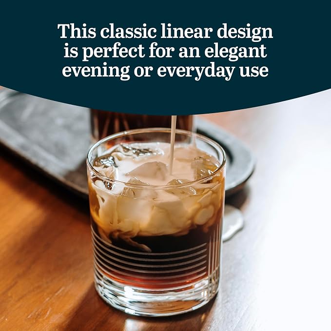 Libbey Cut Cocktails Rocks Glasses Set, Clean, Linear Glassware Drinking Glasses Set of 4, Dishwasher Safe Glasses for Weddings, Birthdays, and More - Image 4