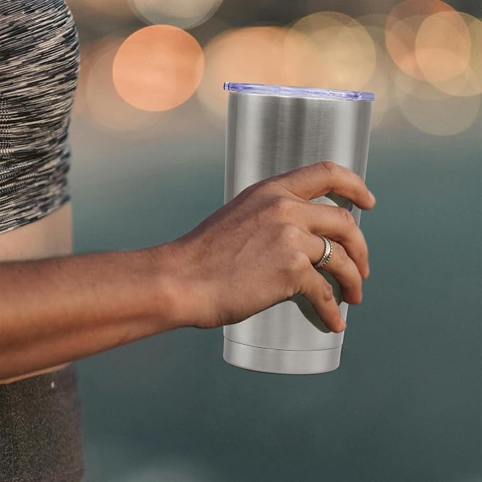 20oz Tumbler Insulated Coffee Tumblers with Lid Stainless Steel SS 12P | 20 oz Tumblers Double Wall Insulated Vacuum 20oz Coffee Mug Leak Proof Tumblers with Lid Powder Coated - SS 12 Pack - Image 8
