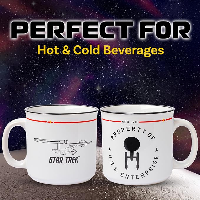Silver Buffalo Star Trek Enterprise Property, Ceramic Camper Mug, 20oz | NCC-1701, The USS, 0.59 Liters - Image 2