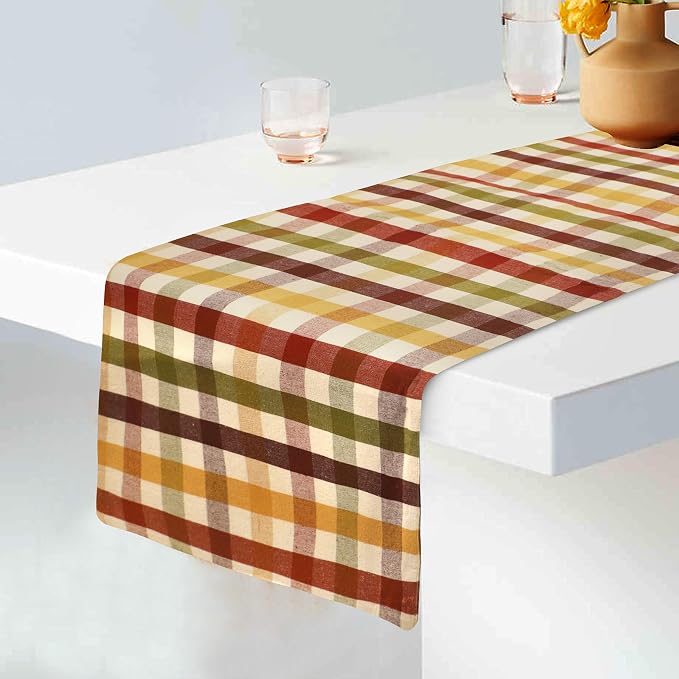 Urban Villa Table Runner Cotton Heavier Quality 14x72 Harvest Checks - Image 4
