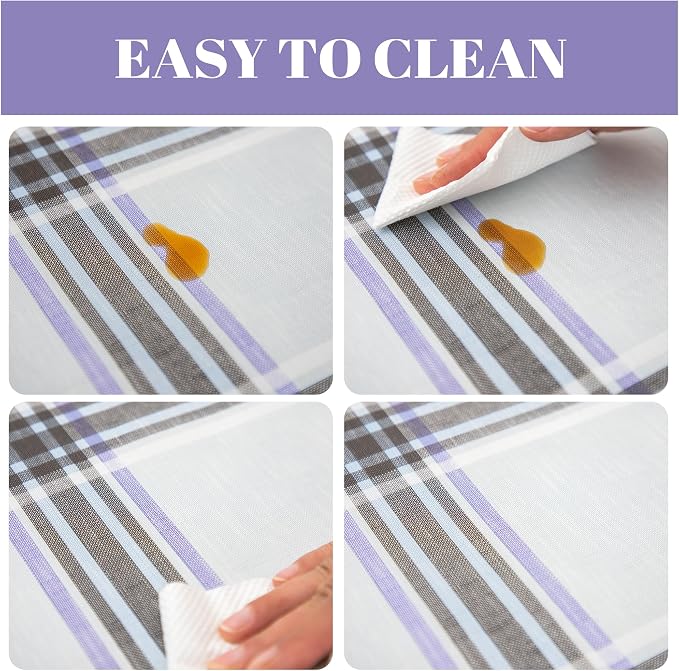 FIFTY FEET 84 * 60 Inch Rectangle Tablecloth, Vinyl Tablecloth with Flannel Backing for Rectangle Tables Waterproof, Spill Proof Plastic Picnic Table Cover for Dining/Camping/Indoor/Outdoor(Plaid-B) - Image 4