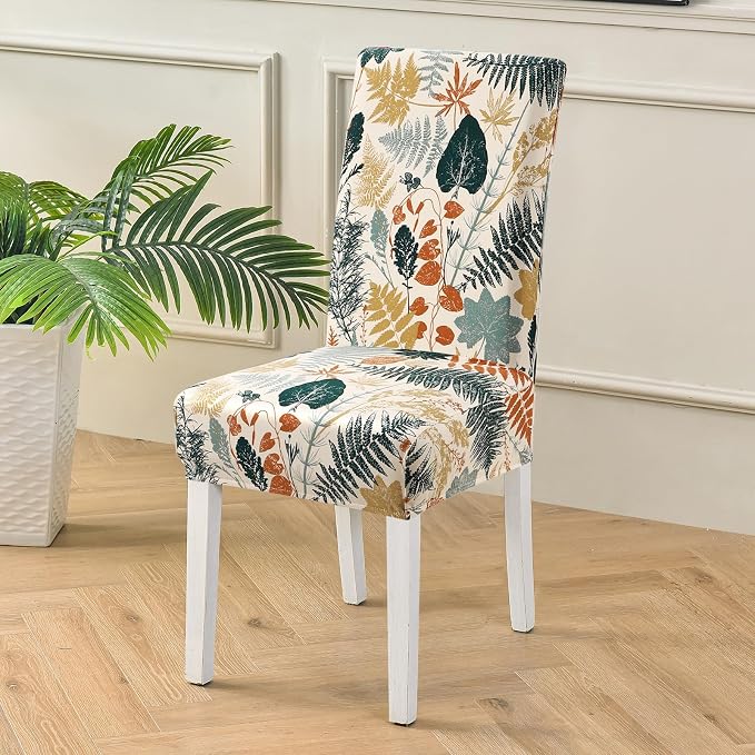Fuloon Dining Chair Slipcover, Stretch Parson Chair Protector for Home | Printed Cluster Leaves, Set of 4, Super Fit, Washable, Suits for Hotel, Dining Room, Ceremony, Banquet Party - Image 4