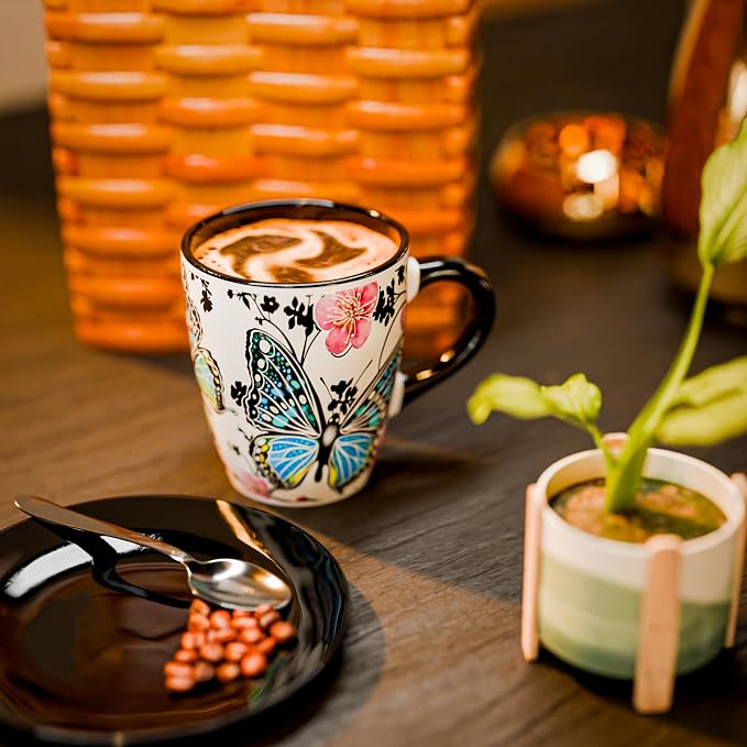 Color Changing Butterfly Coffee Mug 12OZ - Ceramic Heat Sensitive Cup Hot Cocoa Tea Milk Mugs Hot Drinks and beverages Unique Beautiful Holiday Christmas gift Idea for Nature lovers women mom grandma - Image 4