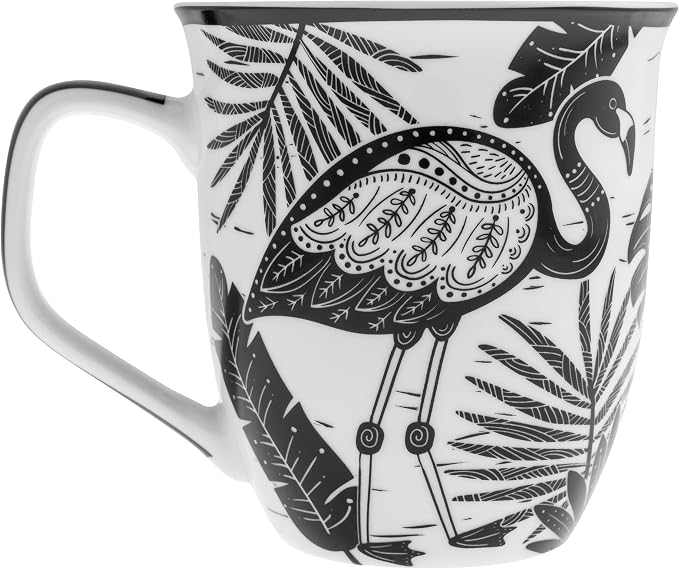 Karma Gifts 14 oz Black and White Boho Mug Flamingo - Cute Coffee and Tea Mug - Ceramic Coffee Mugs for Women and Men - Image 2