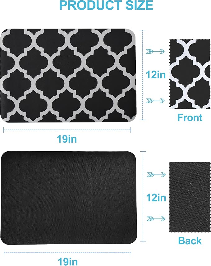 Dish Drying Mat for Kitchen Counter, 12x19 Rubber Backed (Black Trellis) | Hide Stain Anti Absorbent for Kitchen Counter, Non-slip Drying Mat for Coffee Machine Dish Rack - Image 7