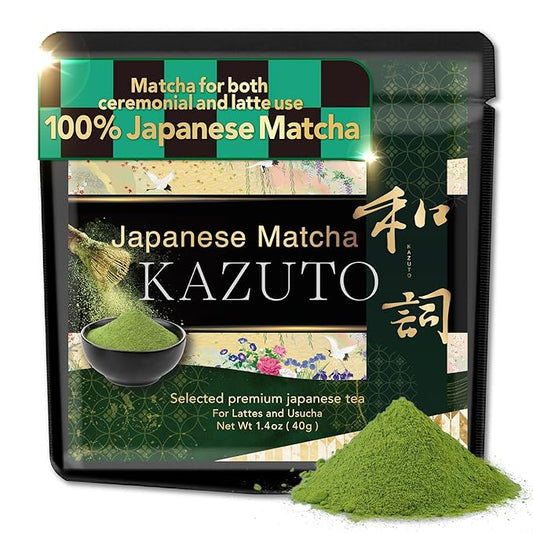 Kazuto Matcha powder Selected Premium Japanese Green Tea for Lattes and Usucha Superior Premium Grade Authentic Japanese First Harvest from Japan Antioxidants Unsweetned
