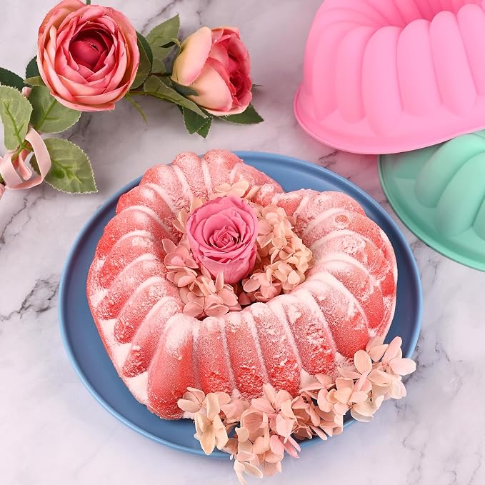 HUAKENER 2 Pack Heart Fluted Cake Pan, 9 Inch Heart Cake Molds | Nonstick Silicone Cake Molds, Food Grade Silicone Material, Heart Molds for Making Cake for Birthday,wedding,Valentine's Day - Image 4