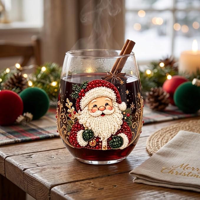 3D Christmas Glass Art Cup, Luxury Raised Holiday Glassware Collection | Cute Festive Stemless Wine Glasses,Artistic Holiday Table Ornaments,Perfect Christmas Home Decor Gifts for Various Beverages - Image 4