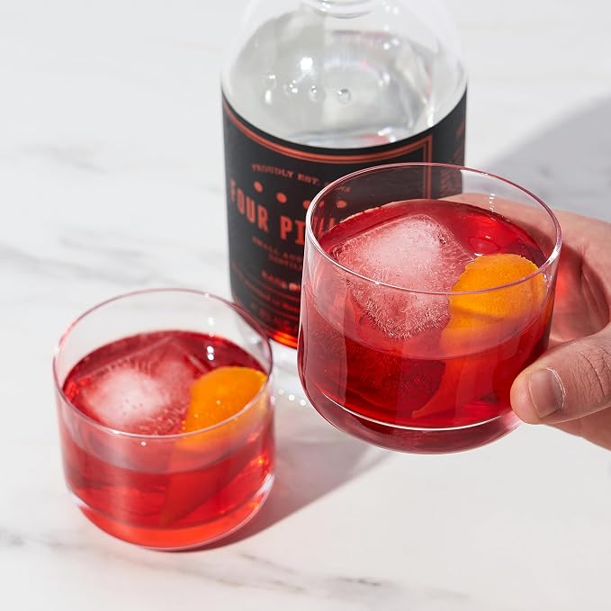 Viski Raye Crystal Negroni Glasses, Lowball Cocktail Glasses Premium Crystal Glassware, 8oz Tumbler Glasses Set of 4 - Image 5