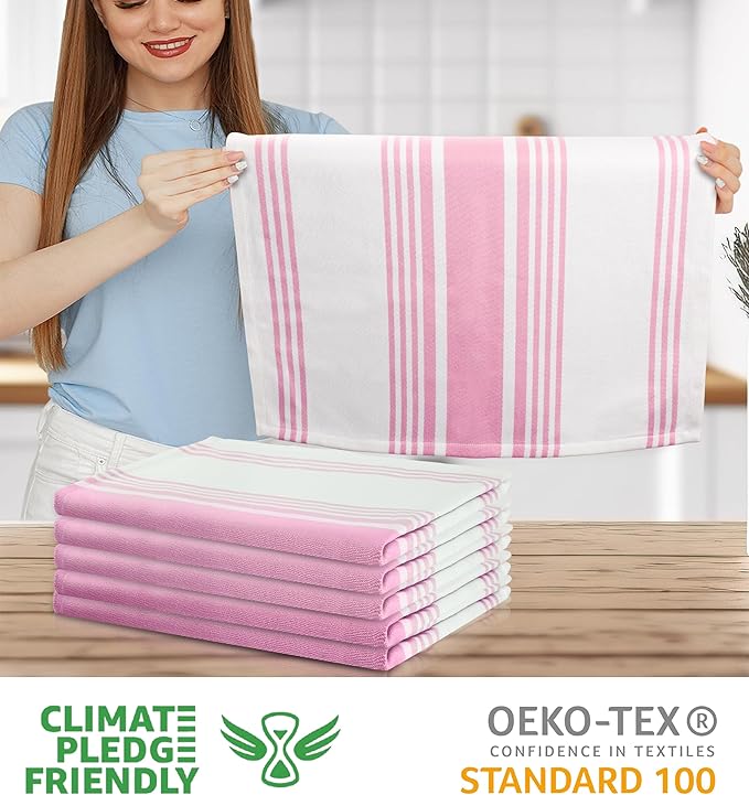 Urban Villa Kitchen Towels Cotton Dish Towels 20”x30” (Set of 6) Baby Pink - Image 2